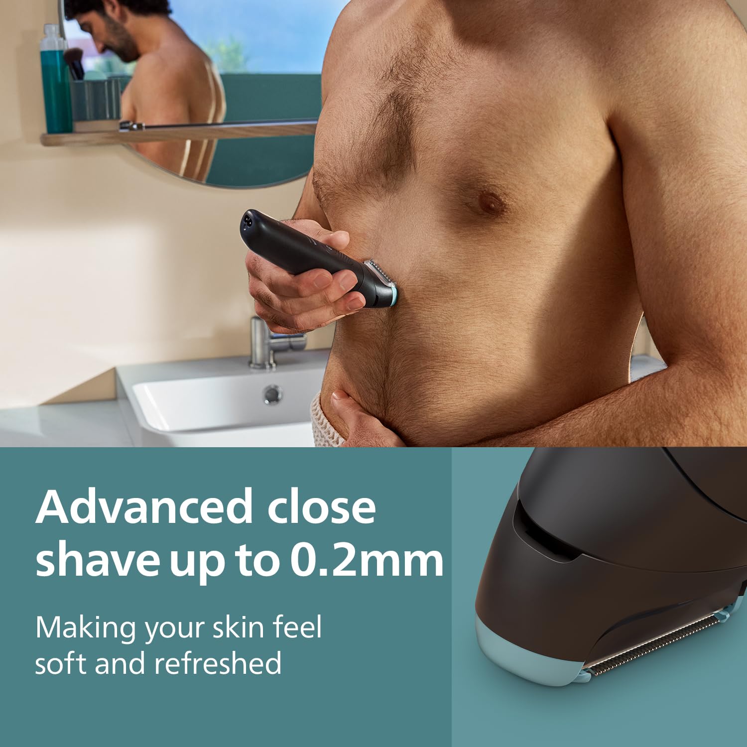 Philips BG5475 Body & Balls Trimmer for Men Private Parts | Back Attachment | Clinically Tested on Sensitive Skin | Skin Safe Intimate Grooming | 100% Showerproof | 100min runtime | 5yrs* Warranty Philips