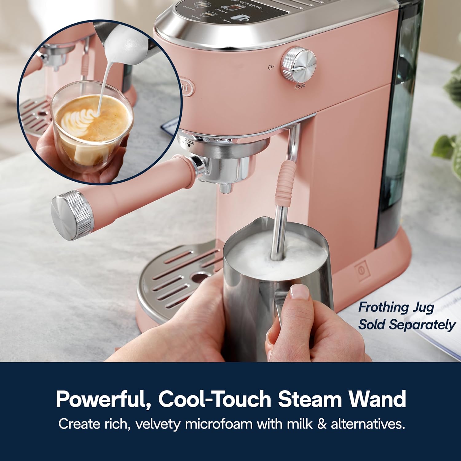 De’Longhi Dedica EC890.PK New Espresso machine – Stainless Steel Espresso Maker with Touch Display & Upgraded milk frother Steam Wand, Espresso, Cold Brew, Iced & Cold Coffee, Cappuccino, Latte & More Mahajan Electronics Online