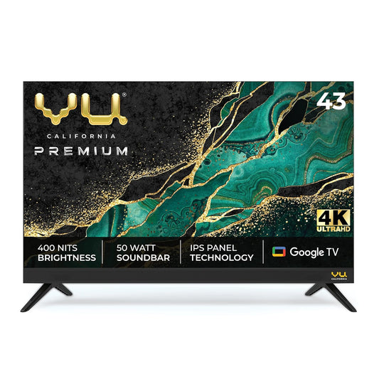 Vu 108 cm (43 inches) Premium Series 4K Ultra HD Smart LED Google TV 43CA (Black) Mahajan Electronics Online