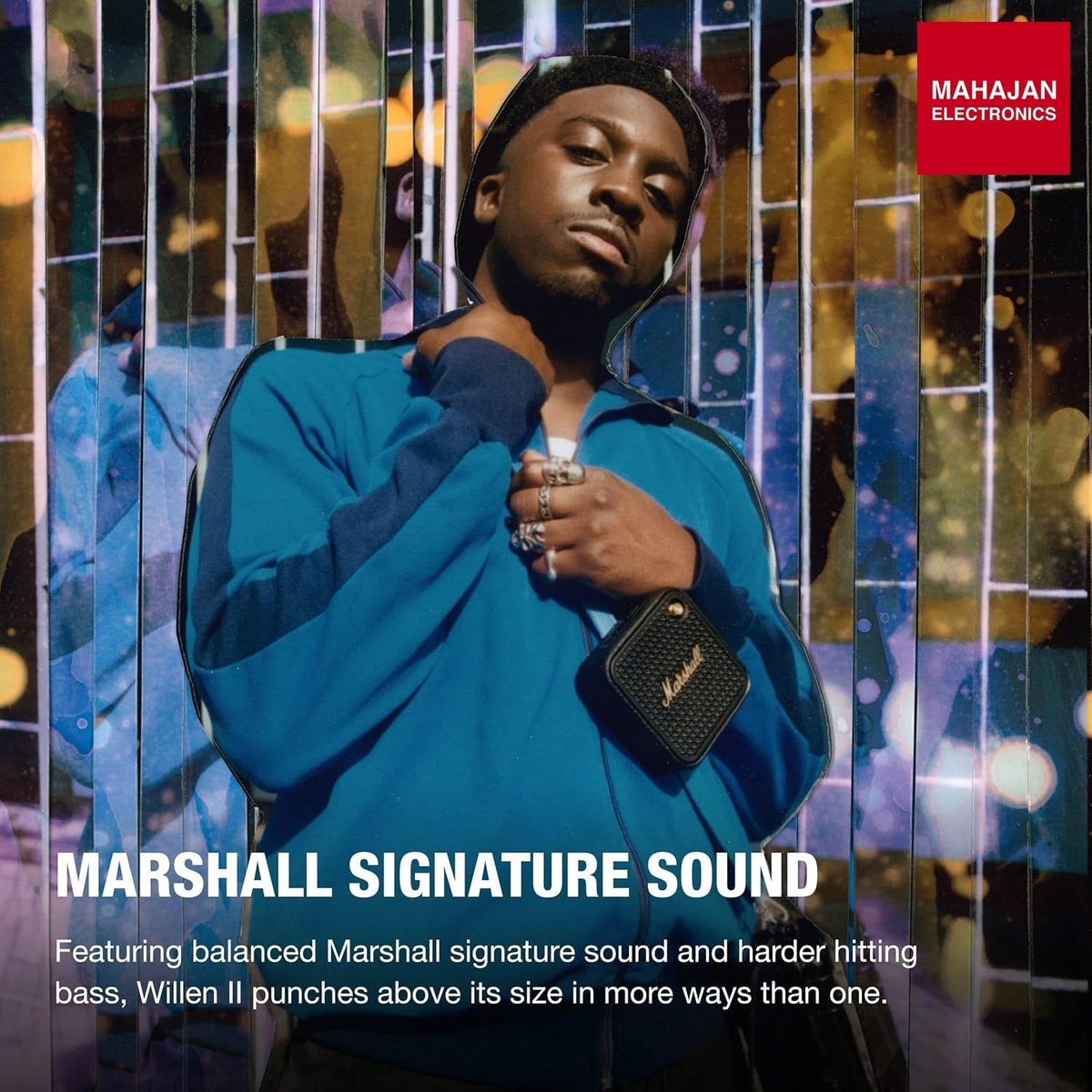 Marshall Willen II Portable Bluetooth Speaker with 17+ Hours of Portable Playtime, Dust & Waterproof (IP67) - Black & Brass – Mahajan Electronics Online.