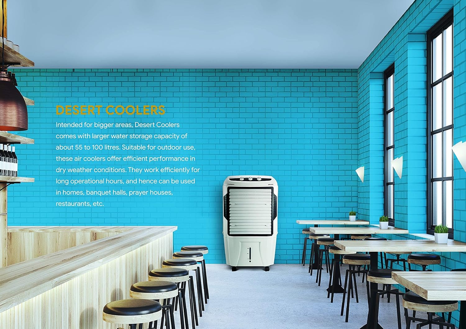 Crompton Optimus 65 Desert Air Cooler- 65L; with 18” Fan, Everlast Pump Mahajan Electronics Online