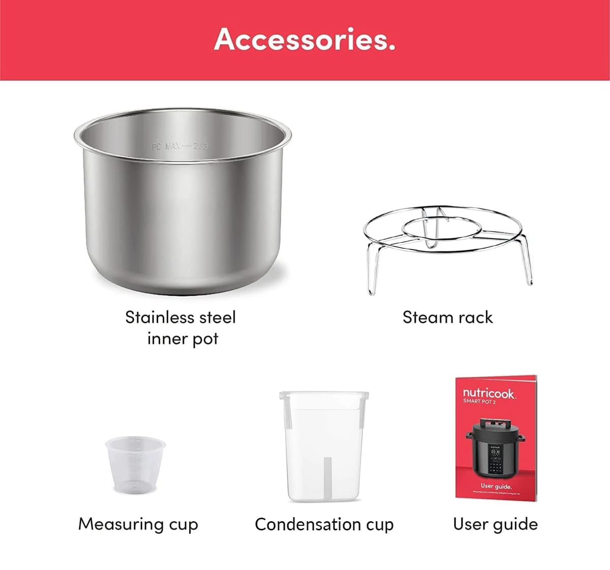 Nutricook SP204K Stainless Steel Smart Pot 2 (6 QT | 6 Litre), 1000W, 9 In 1 Instant Programmable Electric Pressure Cooker, Slow Cooker, Rice Cooker, Steamer, Saute Pot, Warm Food, Smart Lid Nutricook