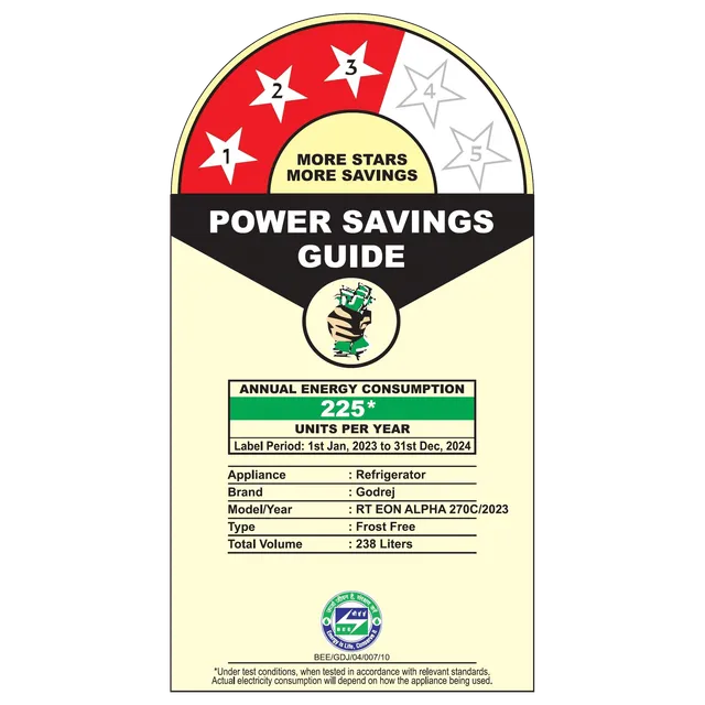 Godrej RT EON ALPHA 270C RI ST GL Eon Alpha 238 Litres 3 Star Frost Free Double Door Refrigerator with Advanced Inverter Technology ( Steel Glow) Mahajan Electronics Online