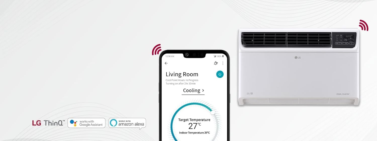 LG AW-Q18WWXA 1.5 Ton 3 Star Wi-Fi DUAL Inverter Window AC (Convertible 4-in-1, White) Mahajan Electronics