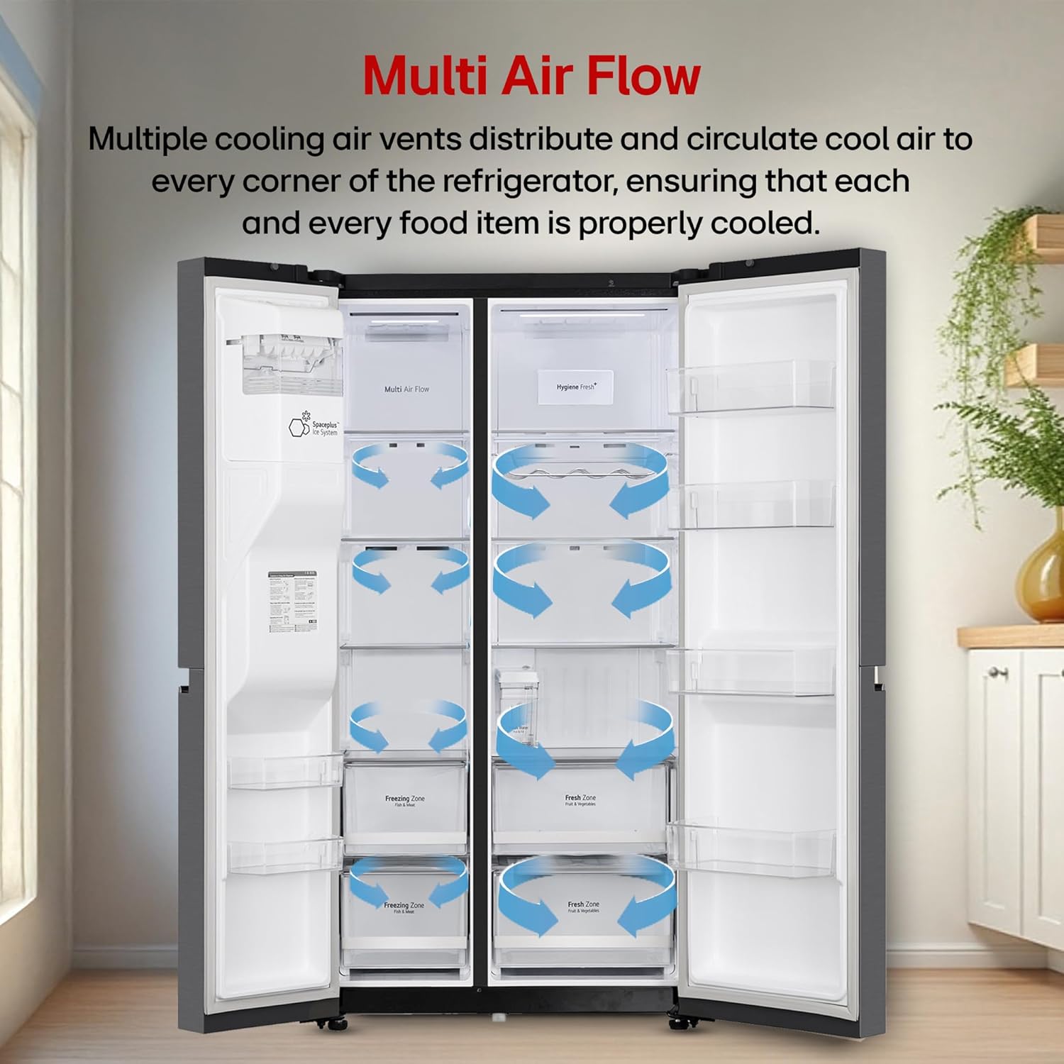 LG GL-L257CMC3 630 L, 3 Star, Frost-Free, Double Door, Door Cooling+, Hygiene Fresh+, Smart Inverter, Wi-Fi Convertible Side By Side Refrigerator with AI ThinQ ( Matt Black, Ice & Water Dispenser) Mahajan Electronics Online