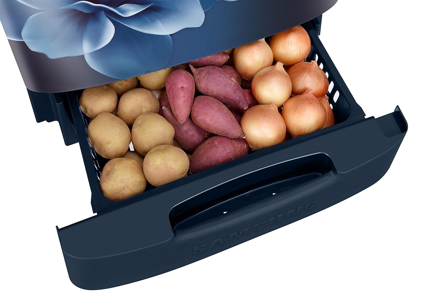 Samsung RR26C3893CU/HL 246L 3 Star Inverter Direct-Cool Single Door Refrigerator Appliance (Camellia Blue) Base Stand Drawer Mahajan Electronics Online