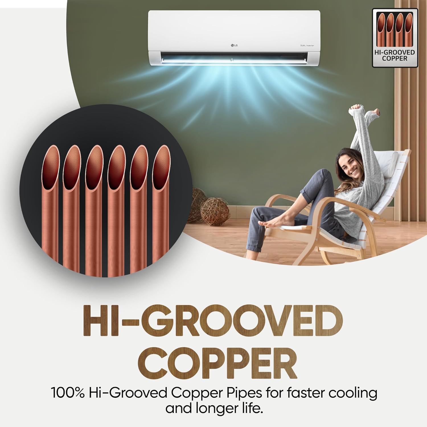 LG US-Q24ENXE 2 Ton 3 Star DUAL Inverter Split AC (Copper, AI Convertible 6-in-1, Diet Mode+, Faster Cooling & Energy Saving, 4 Way Swing, HD Filter with Anti-Virus Protection, White) Mahajan Electronics online