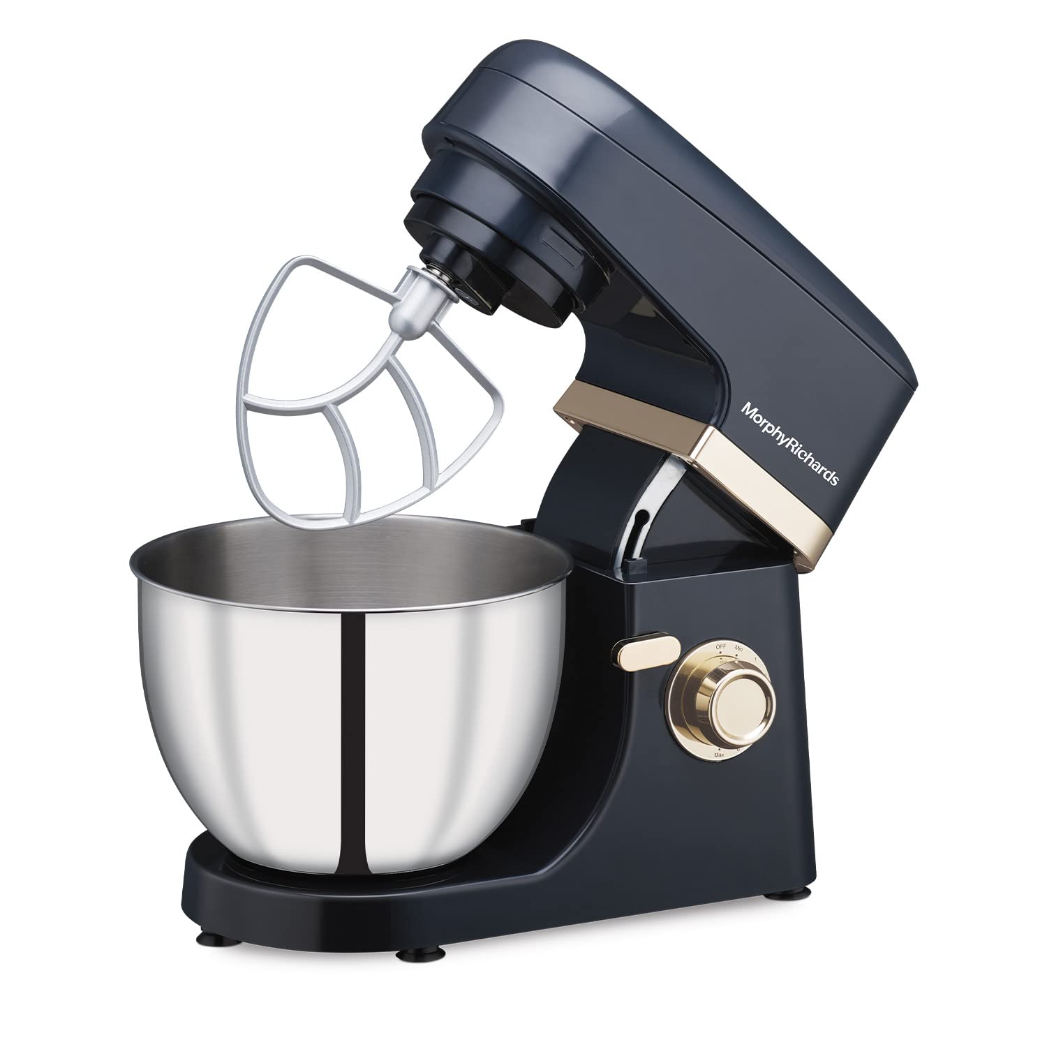 Morphy Richards Melange 800W Stand Mixer |Mixing, Beating, Kneading, Whisking| 8-Speed Level|Attachments-Dough Hook, Whisk, Mixing beater|Navy Blue - Mahajan Electronics Online