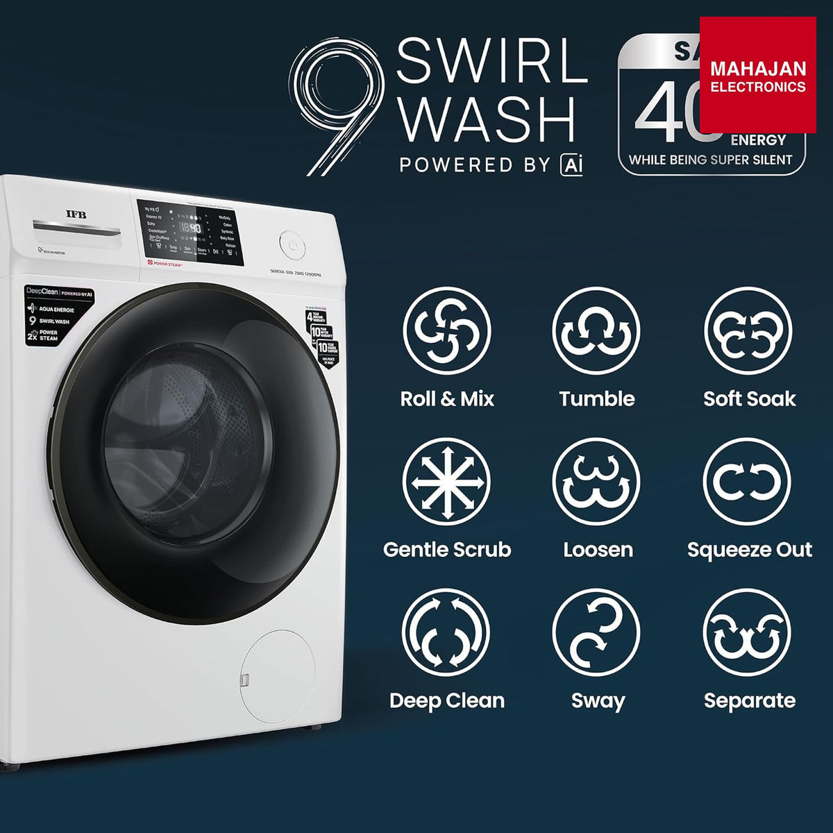 IFB Serena GXN 7012 CMS 7 Kg 5 Star AI Powered Front Load Washing Machine | PowerSteam | DeepClean | WiFi – Mahajan Electronics Online.