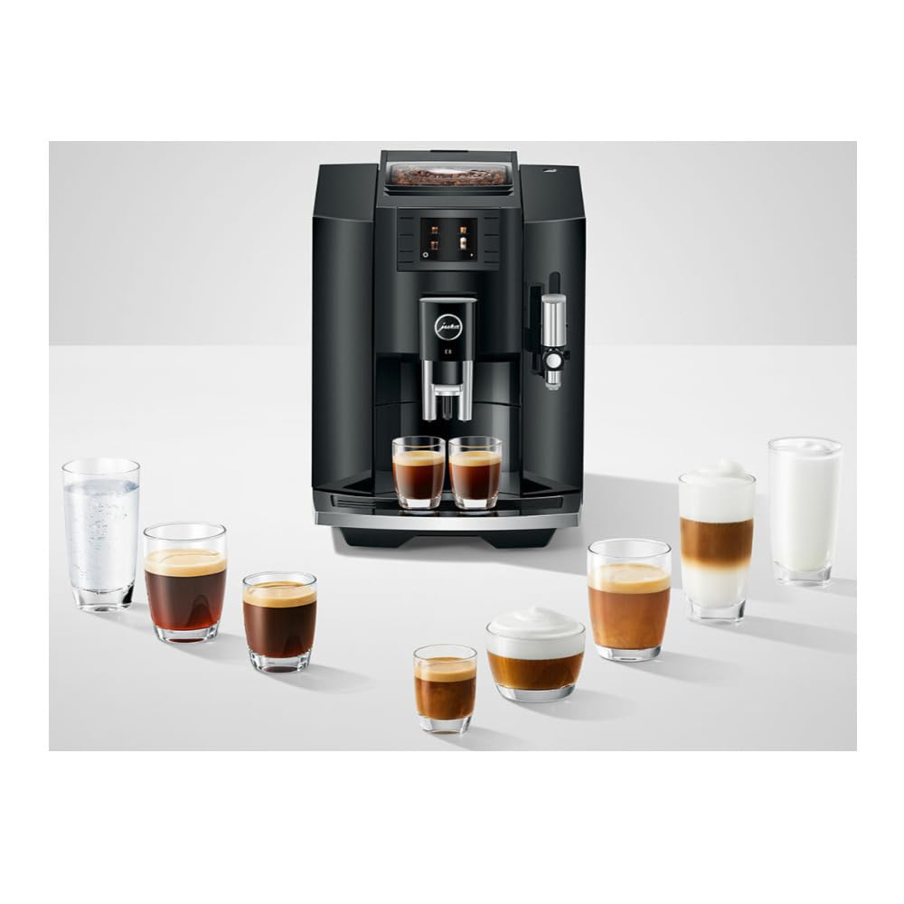 Jura E8 Automatic Coffee Machine (15270, Piano Black) Bundle with Glass Milk Container (2 Items) Mahajan Electronics Online