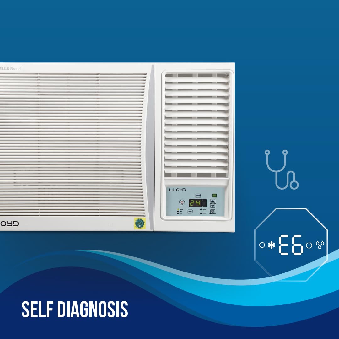 Lloyd GLW18C5XWSEA 1.5 Ton 5 Star Fixed Speed Window AC (Copper, White with Silver Deco Strip) Mahajan Electronics Online