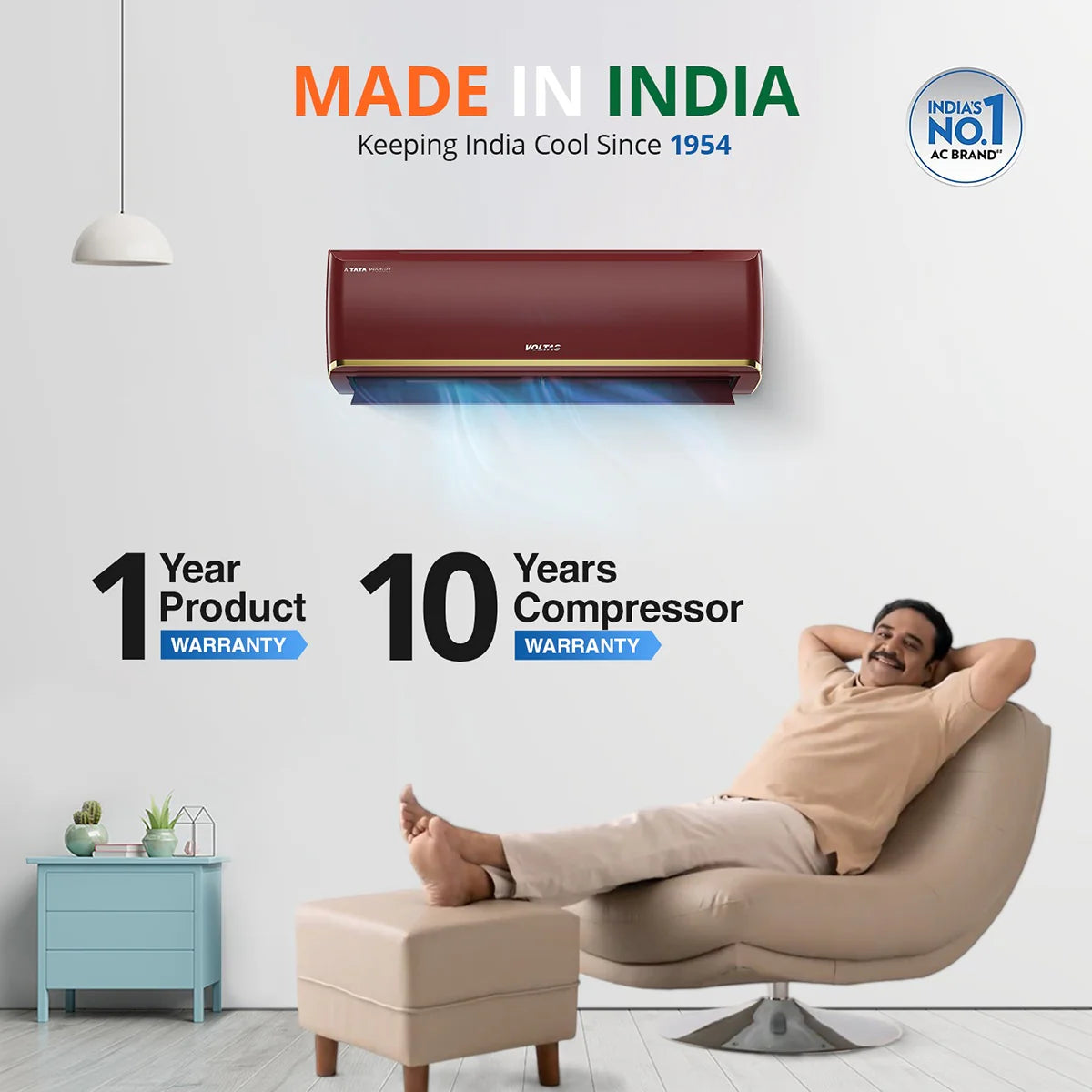 Voltas 183V Vertis Color Zen Deep Wine SmartAir Inverter AC, 1.5 Ton, 3 star Mahajan Electronics Online