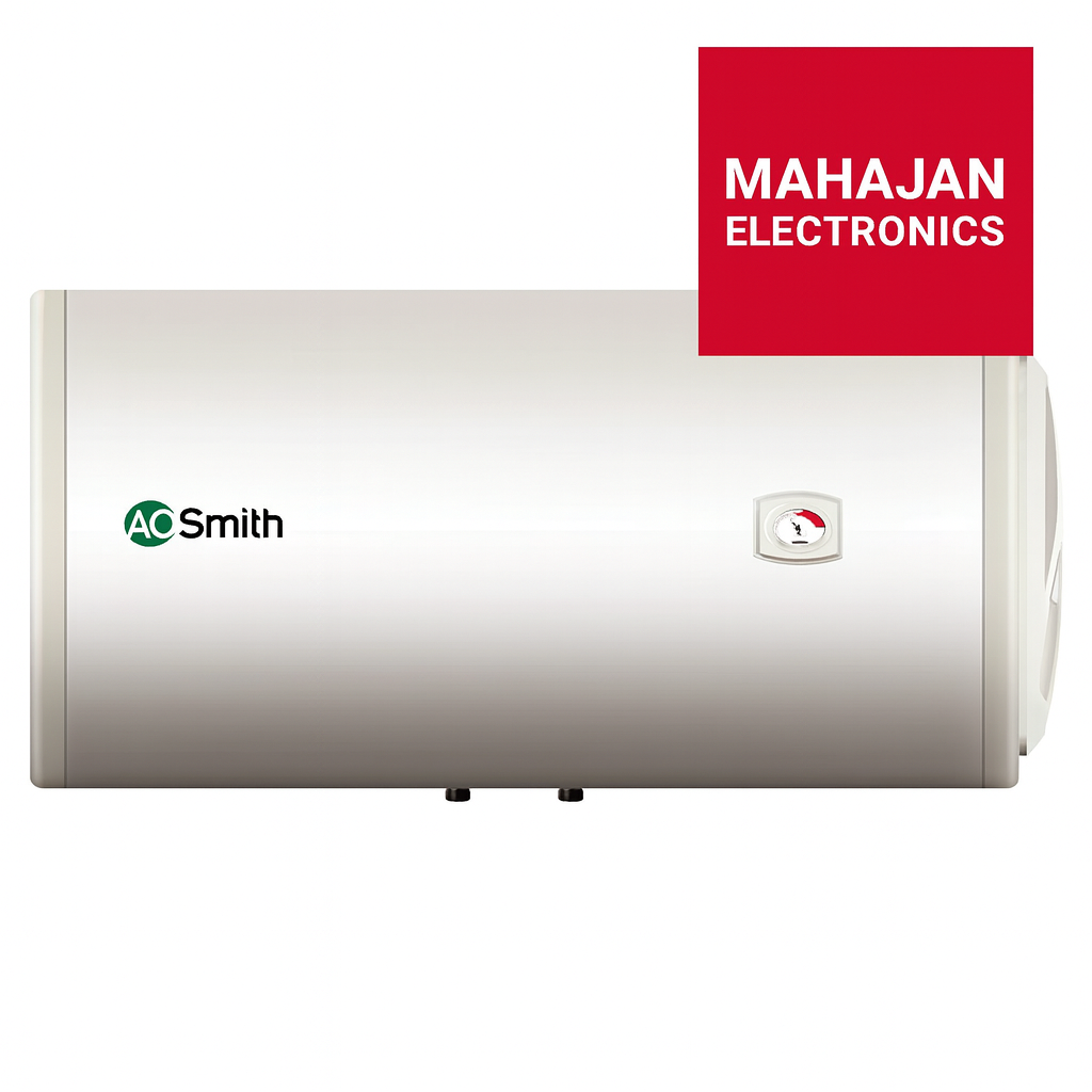 A.O. Smith water heater with Mahajan Electronics logo on a white background