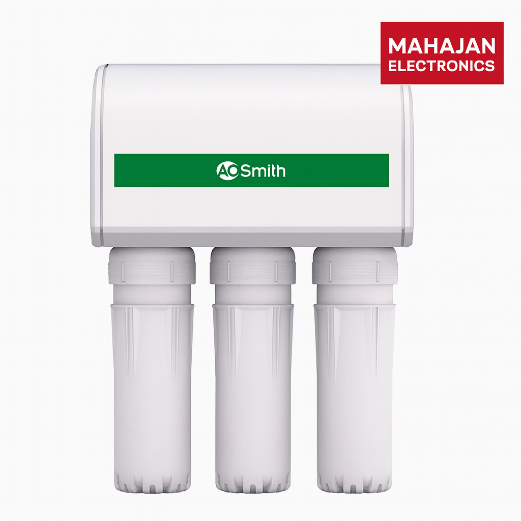 White water filter with AC Smith and Mahajan Electronics branding on a white background