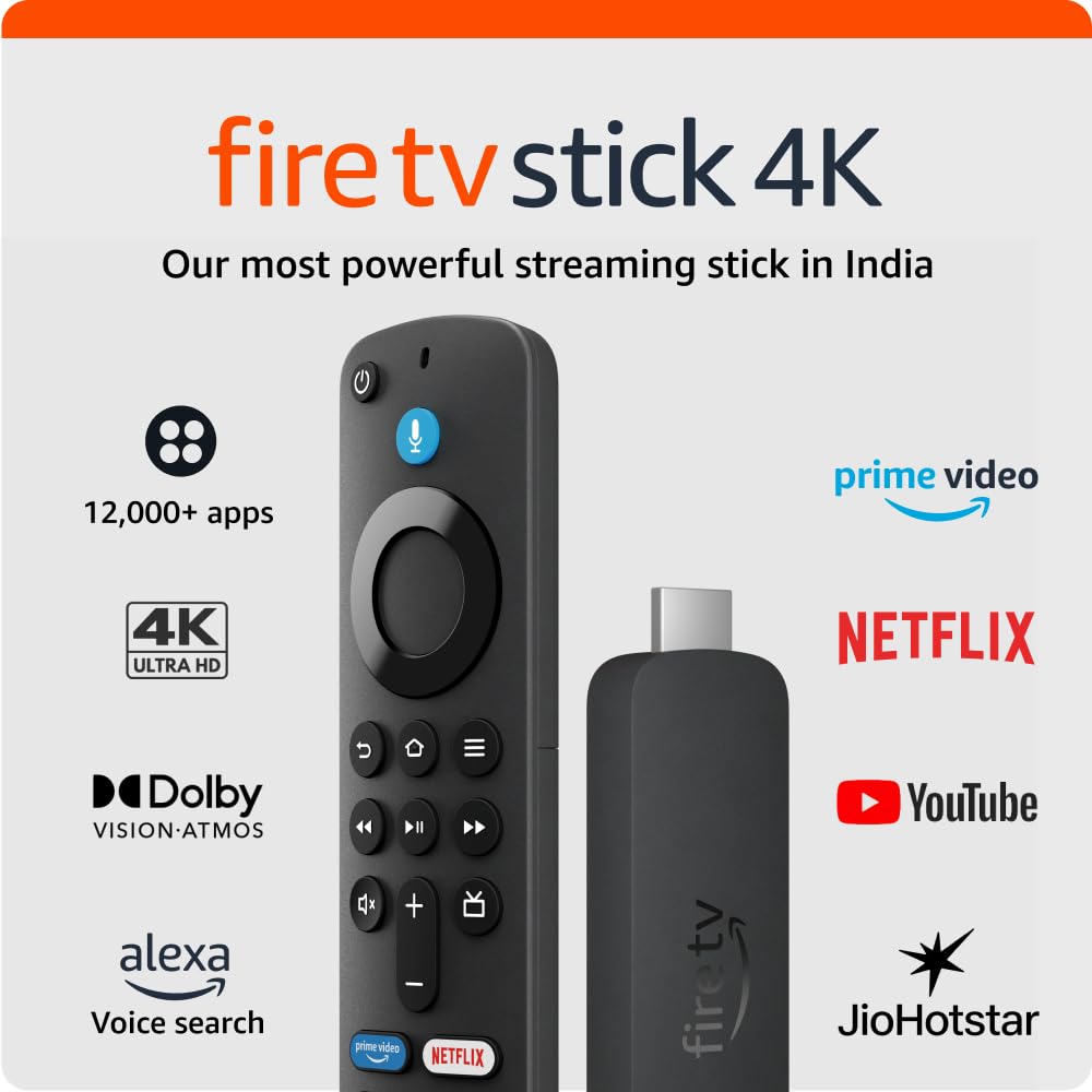 Amazon Fire TV Stick 4K | Alexa Voice Search, Cinematic 4K streaming with HDR10+, Wi-Fi 6, Dolby Vision/Atmos