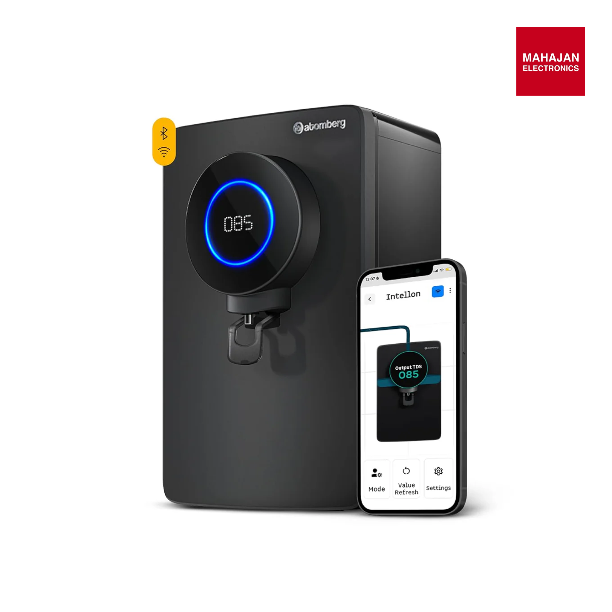 Atomberg Intellon Adaptive Water Purifier (RO+UF+UV+Alkaliser, 8L, Smart IoT) Mahajan Electronics – Mahajan Electronics Online.