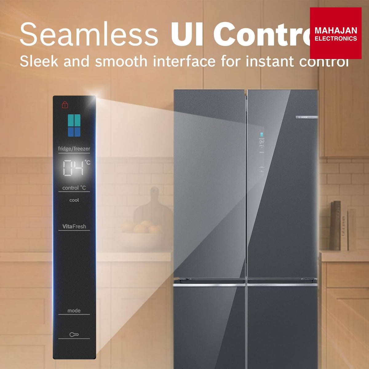 Bosch KCP88E292I 503L 4-Door Side-by-Side Frost Free Refrigerator β Metallic Grey Glass-Online Mahajan β Mahajan Electronics Online.