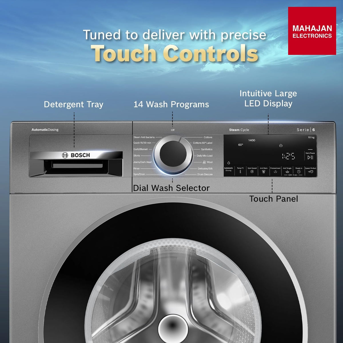 Bosch WGA254IRIN 10 kg 5 Star Front Load Fully Automatic Washing Machine, AI ActiveWater, Automated Dosing of – Mahajan Electronics Online.