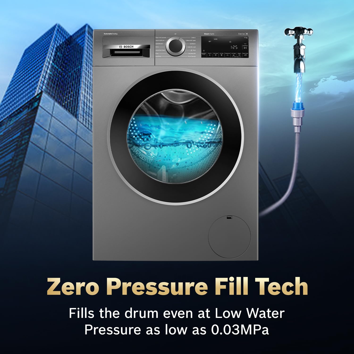 Bosch WGA254IRIN 10 kg 5 Star Front Load Fully Automatic Washing Machine, AI ActiveWater, Automated Dosing of Detergent(ADOS),Inbuilt heater,14 Wash Programs,60L Large Drum,Cast Iron Grey,(2026 model)-Online Mahajan Electronics