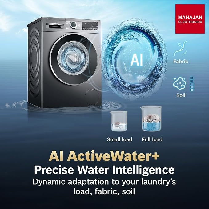 Bosch WGA254IRIN 10 kg 5 Star Front Load Fully Automatic Washing Machine, AI ActiveWater, Automated Dosing of – Mahajan Electronics Online.