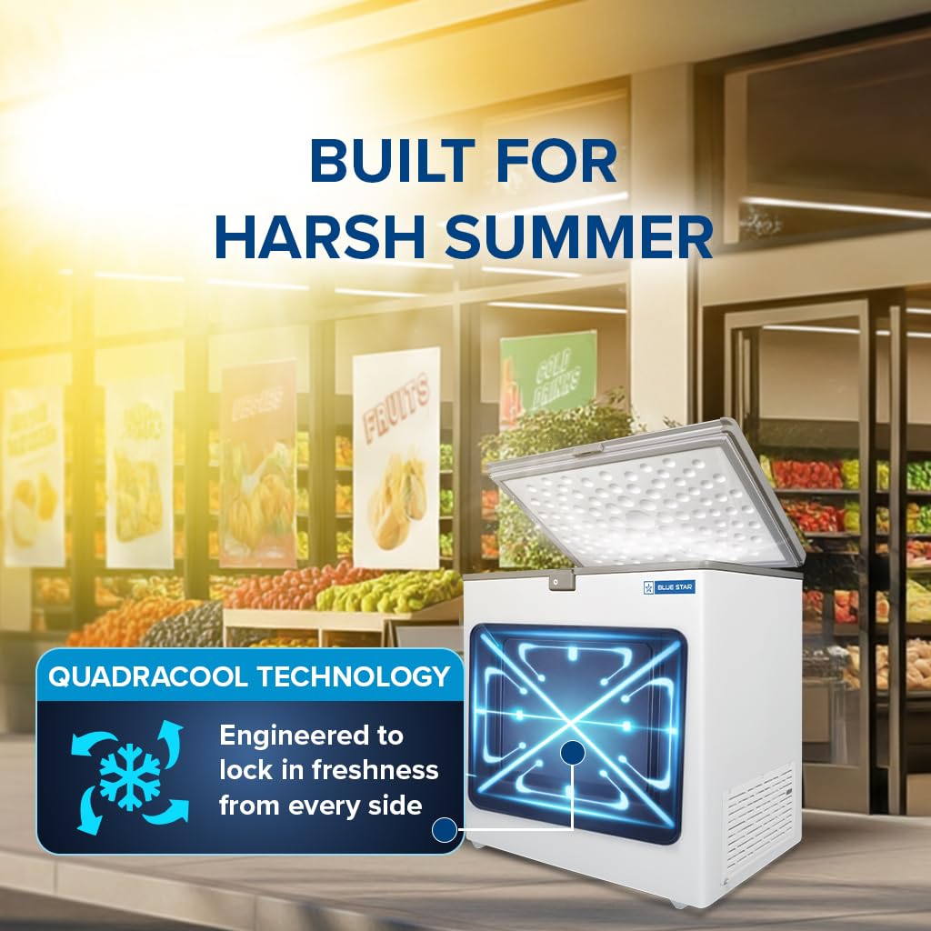 Blue Star HT3-N230, 215 Liter Hard Top Single Door Deep Freezer (White, 3-star) Bluestar