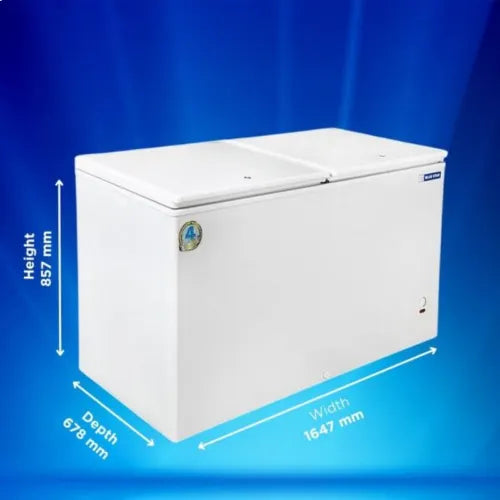 Blue Star HT2-M525 484L 2 Star convertible double-door deep freezer, white – Mahajan Electronics Online.