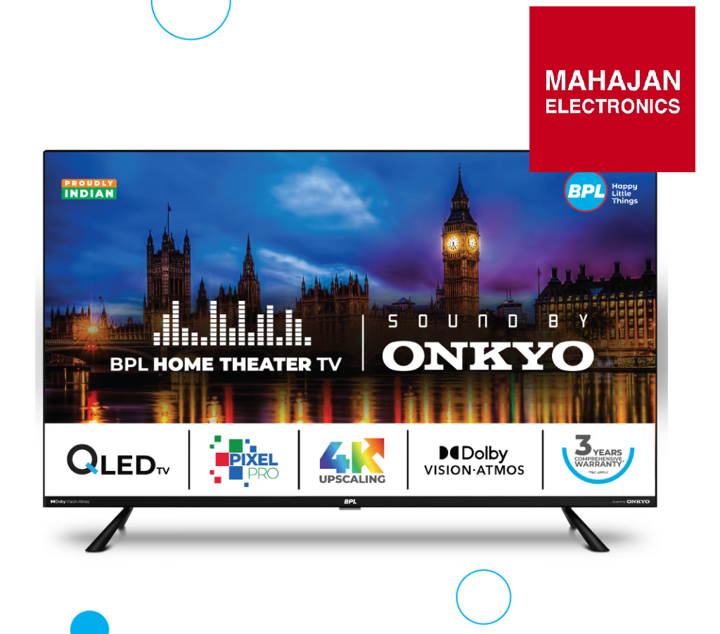 BPL 55QF5540 139.7 cm (55 inch) QLED Google Smart TV with Onkyo Home Theatre Sound, 4K Ultra HD, Dolby Vision & Atmos, Bezel-less Design – Black, Made in India