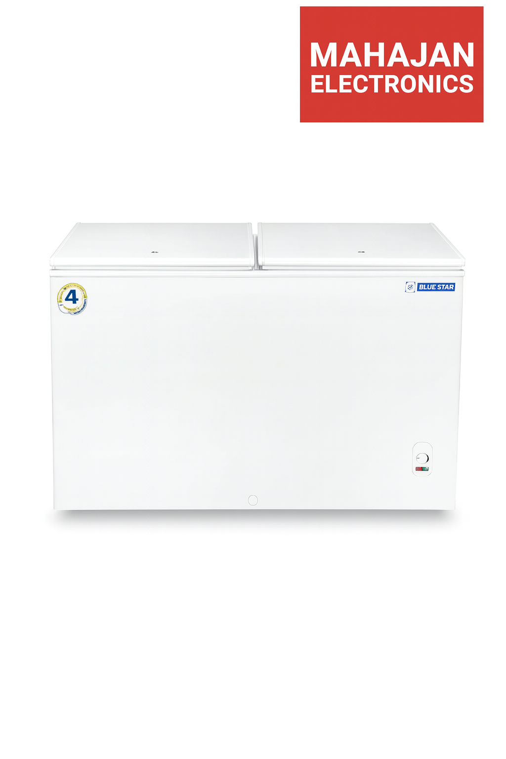 Blue Star CF4-400MEW 400L 4 Star Double Door Deep Freezer (Stainless Steel, High-Density Insulation, Lock & Key, Energy Efficient, White)