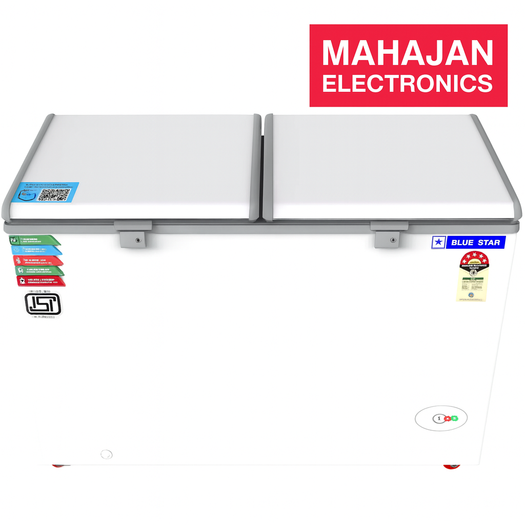 Blue Star CF5-330NEYW 300L Double Door 5 Star Deep Freezer – Energy Efficient, Rust-Proof, Commercial & Home Use | Mahajan Electronics