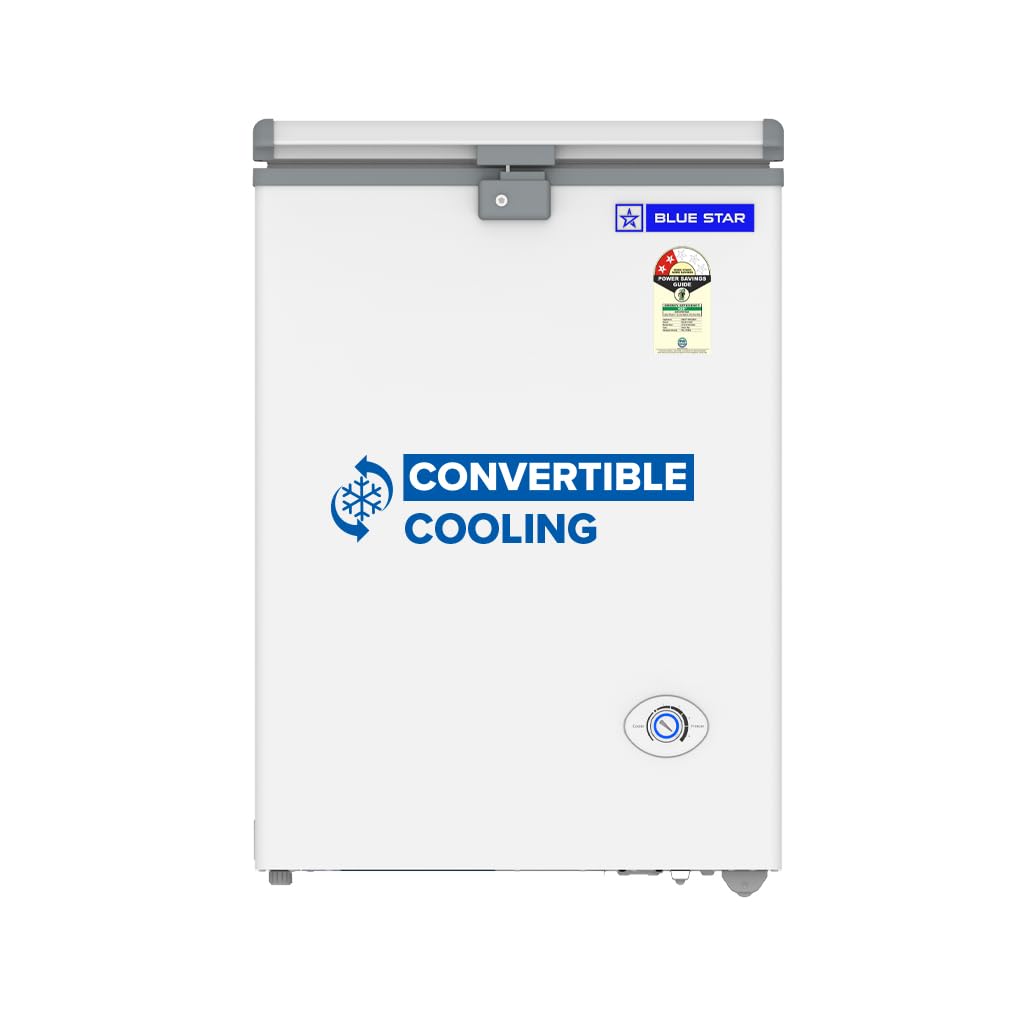 Blue Star HT2-N130 130L Double Door Deep Freezer ( 108L STORAGE)| R290 | 2 Star | White-Online Mahajan Electronics