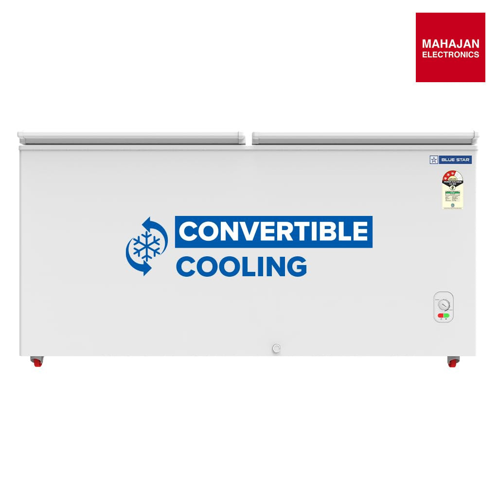 Blue Star HT3 M525 525L 3 Star Hard Top Double Door Convertible Deep Freezer White – Mahajan Electronics Online.