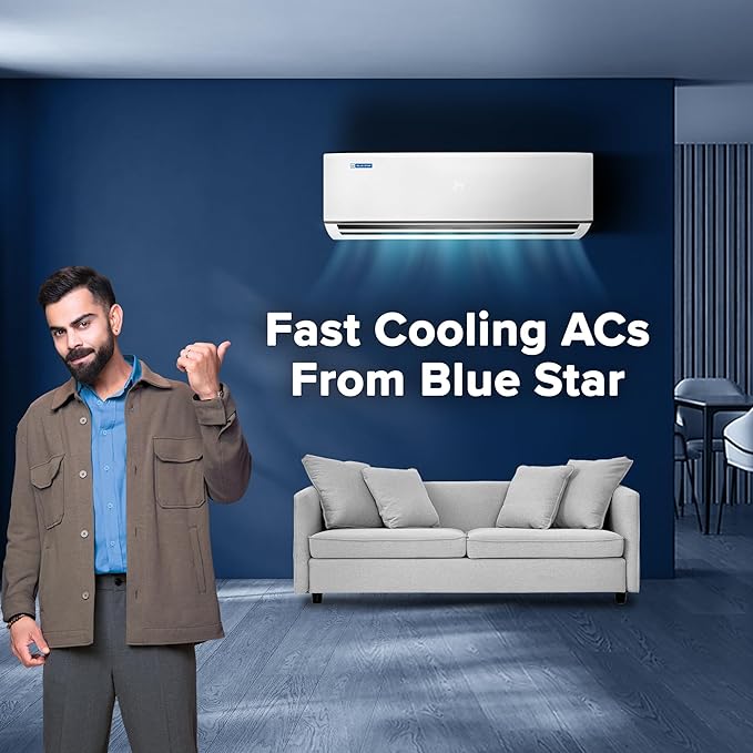 Blue Star IA322DXU 2 Ton 3 Star, New Star Rated, Smart Inverter Split AC (Copper,4-Way Swing, DigiQ Hepta Sensor, Blue Fins,Turbo Cool, Self Clean Technology ( White)-Online Mahajan Electronics