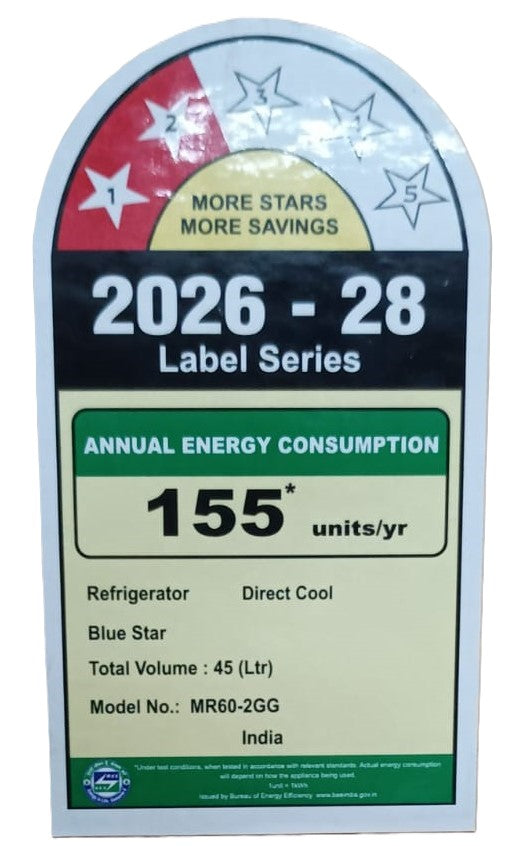 Blue Star MR60-2GG 47 L 2 Star Mini Refrigerator with Freezer, Direct Cool, R600a Eco-Friendly Refrigerant – Grey-Mahajan Electronics Online