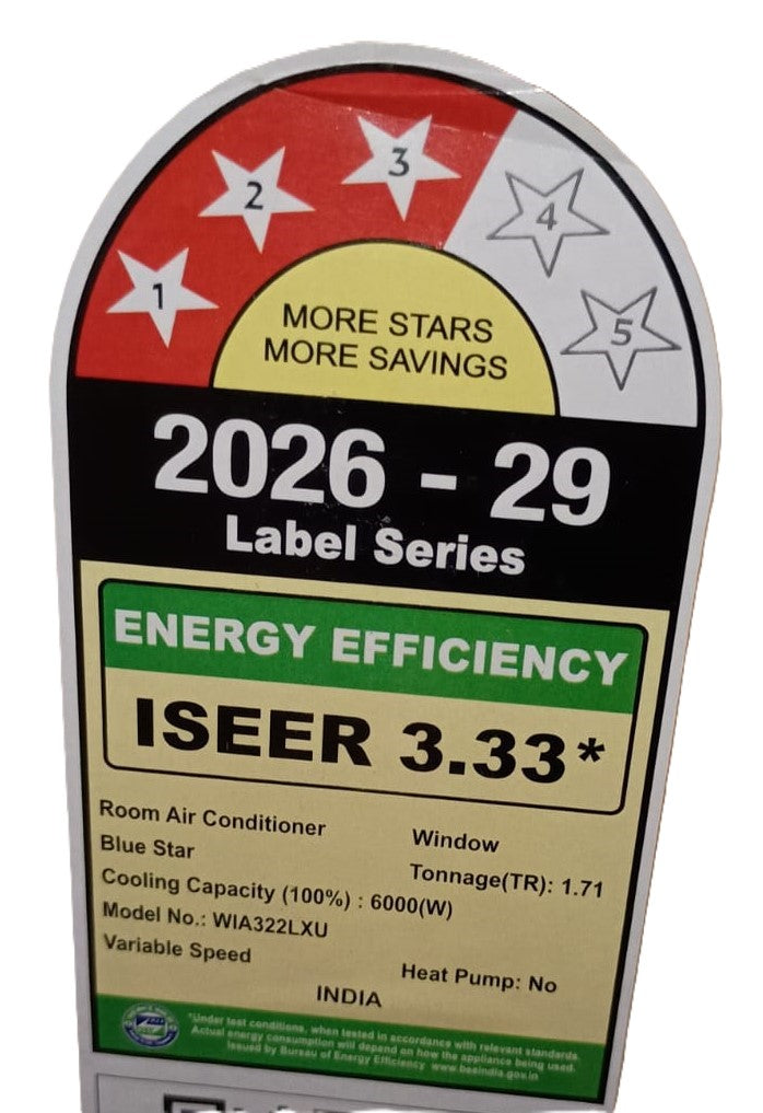 Blue Star WIA322LXU 1.71 Ton 3 Star Inverter Window AC | 5-in-1 Convertible Cooling | Copper Condenser | Turbo Cool | Dry Mode | R32 Refrigerant Bluestar