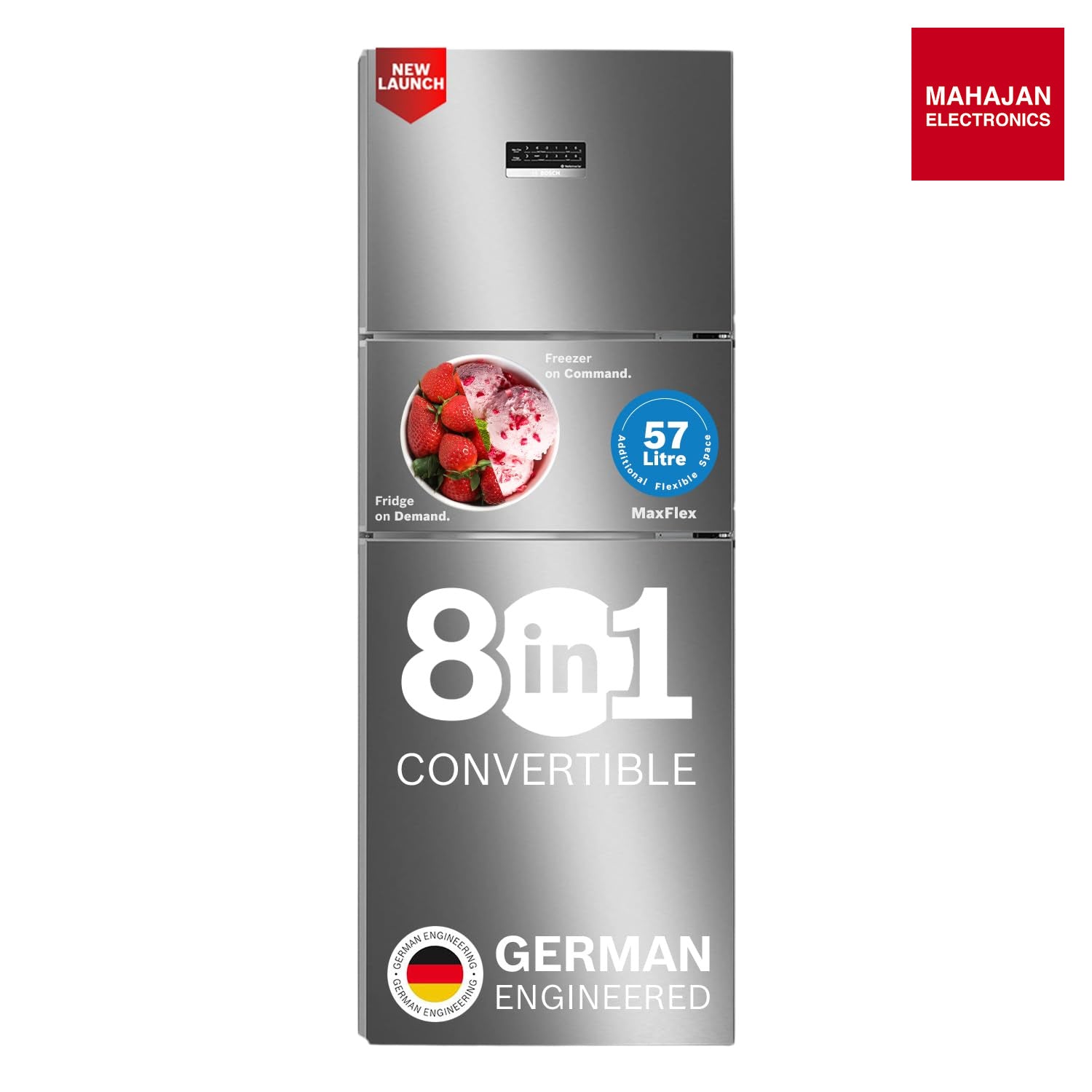 Bosch CMC33K03NI 302L 3 Star MaxFlex Convert Triple Door Refrigerator, Smokey Steel – Mahajan Electronics Online.