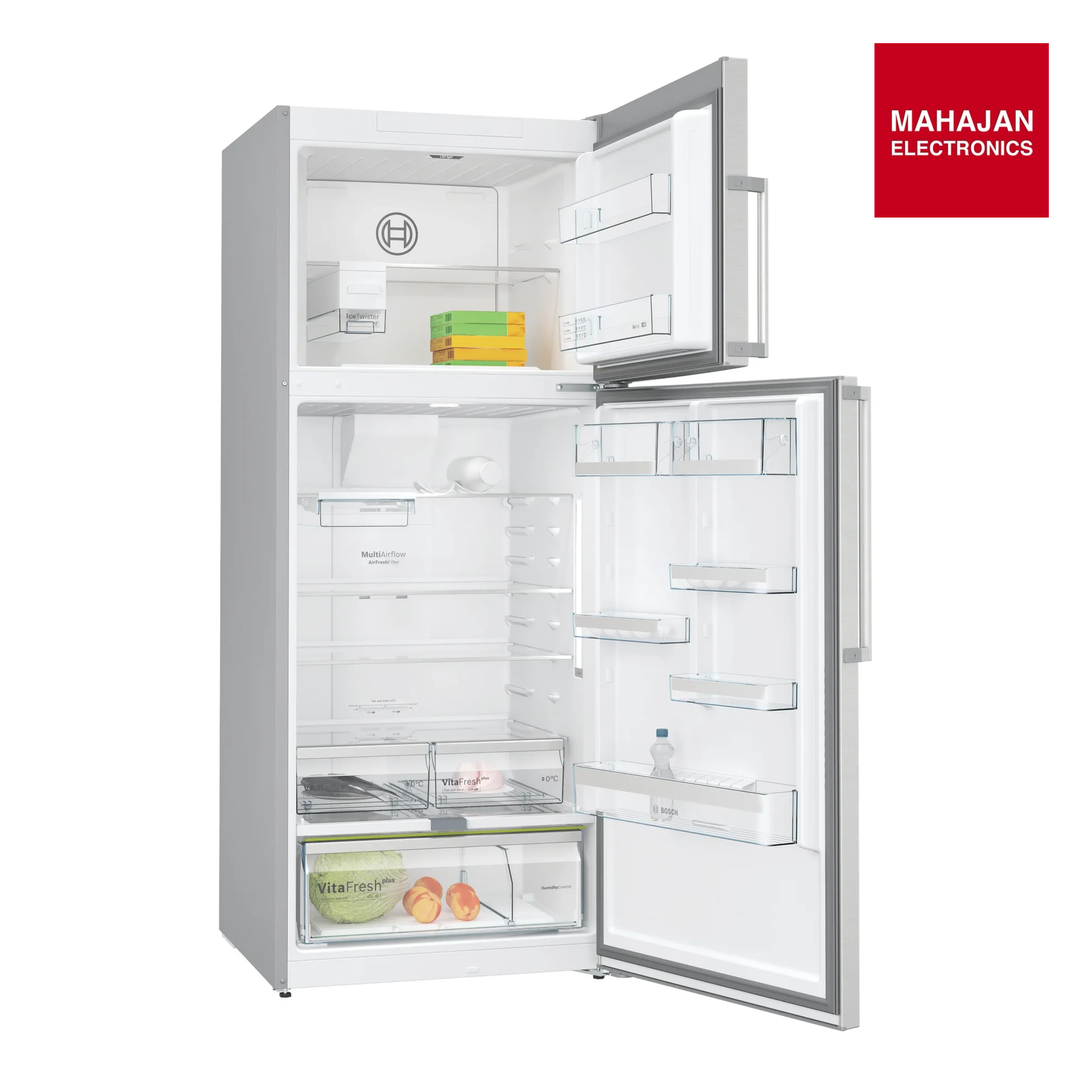 Bosch KDN76AID0I 542 LSeries 6 free-standing fridge-freezer with freezer at top 186 x 75 cm Stainless steel Mahajan Electronics Online