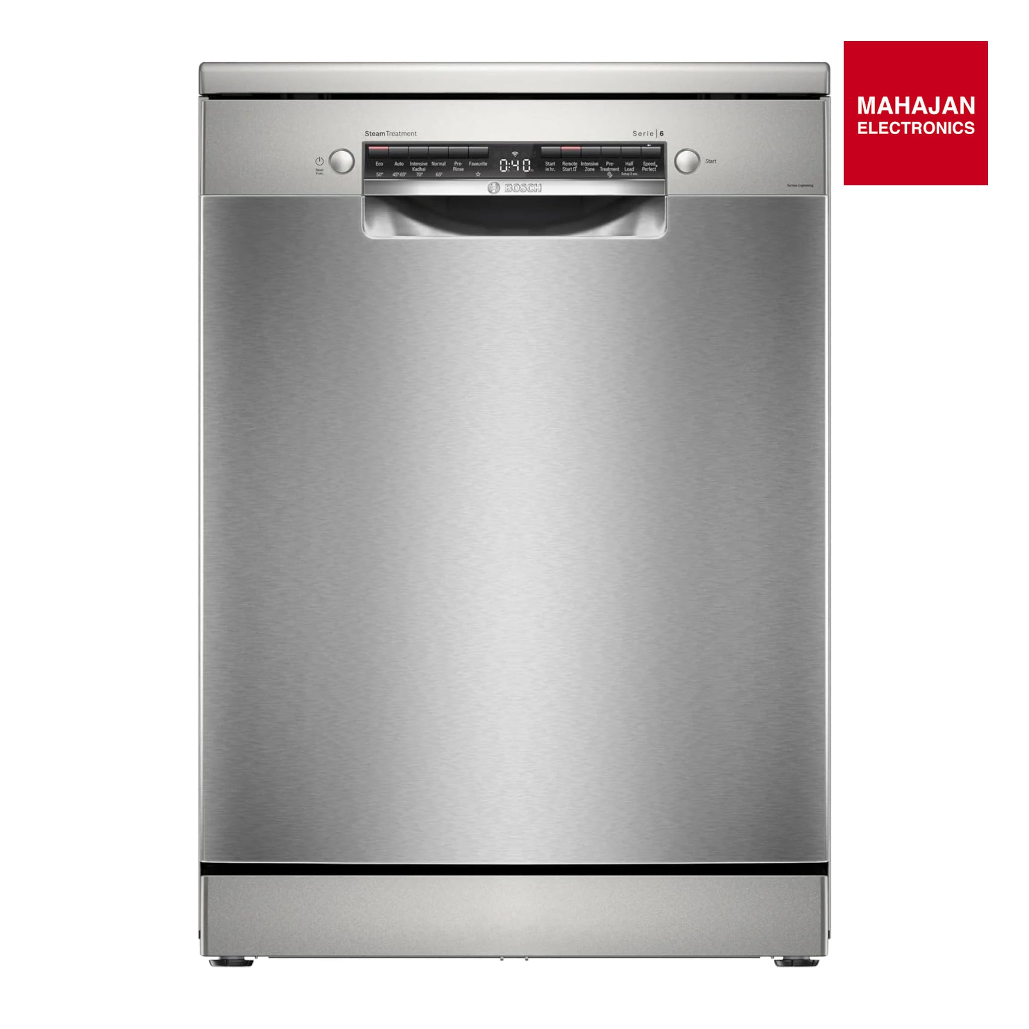 Bosch SMS6HMI00I Series 6 15 Place Settings Free-Standing Dishwasher, 60 cm – Brushed Steel, Wi-Fi Enabled, EcoSilence Drive, Anti-Fingerprint Finish (Silver)