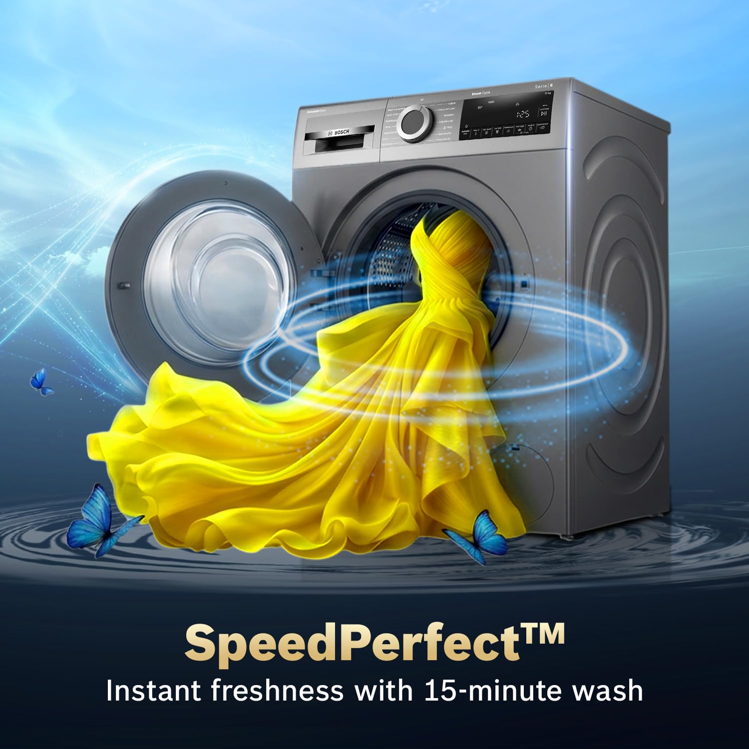 Bosch WGA254IRIN 10 kg 5 Star Front Load Fully Automatic Washing Machine, AI ActiveWater, Automated Dosing of Detergent(ADOS),Inbuilt heater,14 Wash Programs,60L Large Drum,Cast Iron Grey,(2026 model)-Online Mahajan Electronics