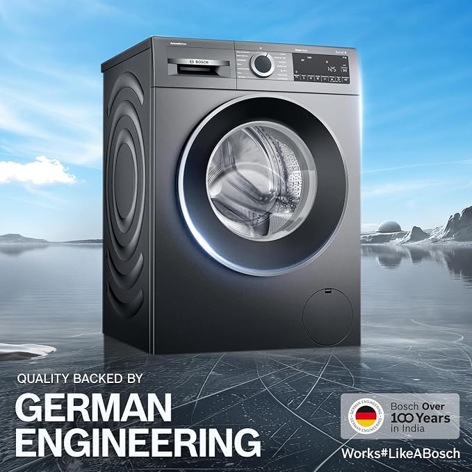 Bosch WGA254IRIN 10 kg 5 Star Front Load Fully Automatic Washing Machine, AI ActiveWater, Automated Dosing of Detergent(ADOS),Inbuilt heater,14 Wash Programs,60L Large Drum,Cast Iron Grey,(2026 model)-Online Mahajan Electronics