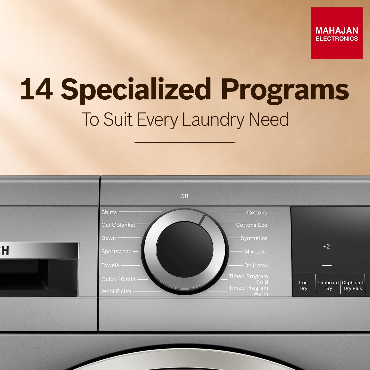 Bosch WQG2420RIN 9 kg Front Load Fully-Automatic Heat Pump Tumble Dryer, 100% Drying, 5 Drying Options, Reduces 99.9% Allergens, Ready-to-Wear, Cast Iron Grey, (2026 Model) Bosch online mahajan electronics