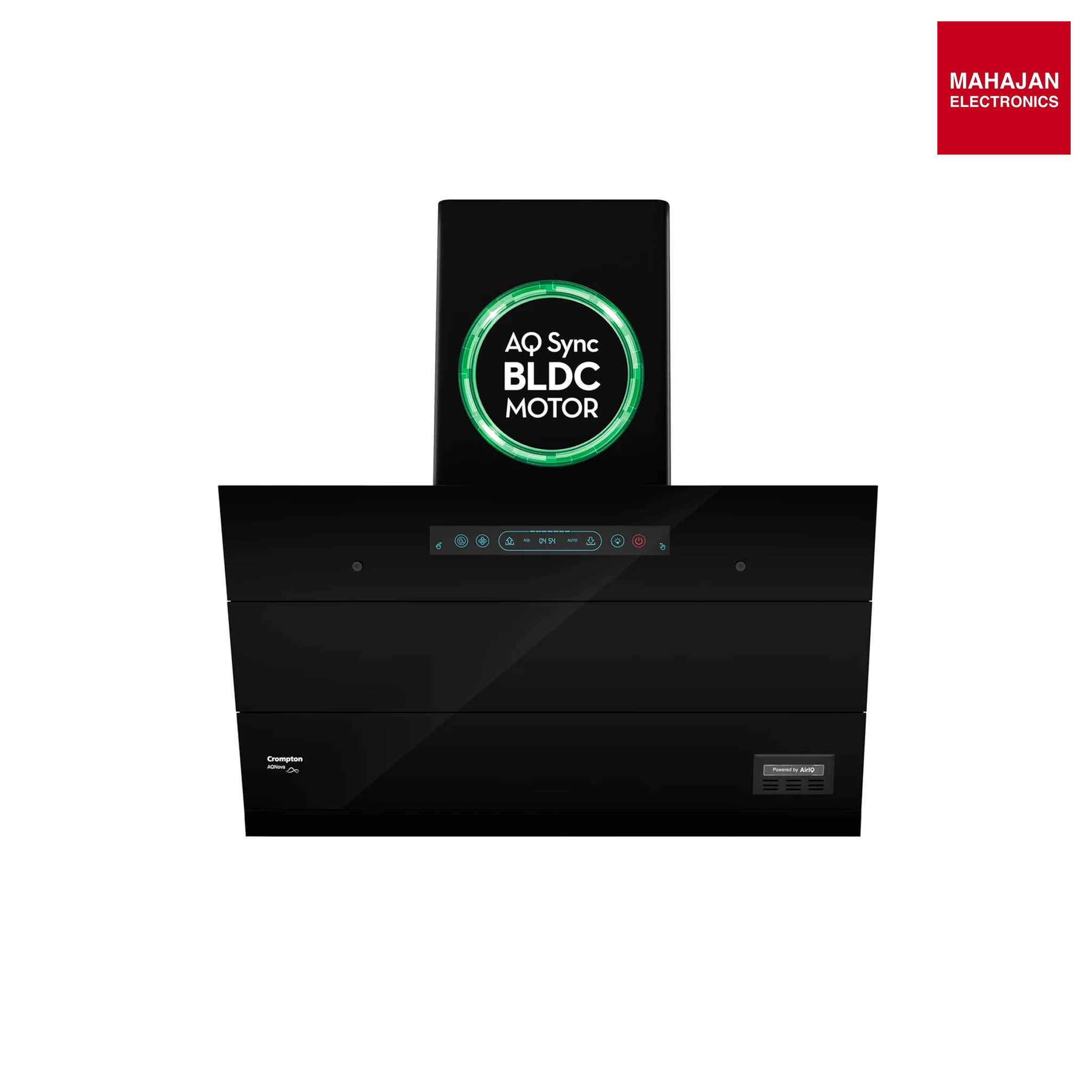 Crompton CHD-AQI75FLE-IND AQNova BLDC 1800m3/hr 75 cm Slant Chimney|AirIQ technology|Adaptive suction| Intelligent Autoclean|Motion Sensor|15Yrs Motor & 4Yrs Overall Warranty|(Black)|Free Installation & Ducting kit mahajan electronics online