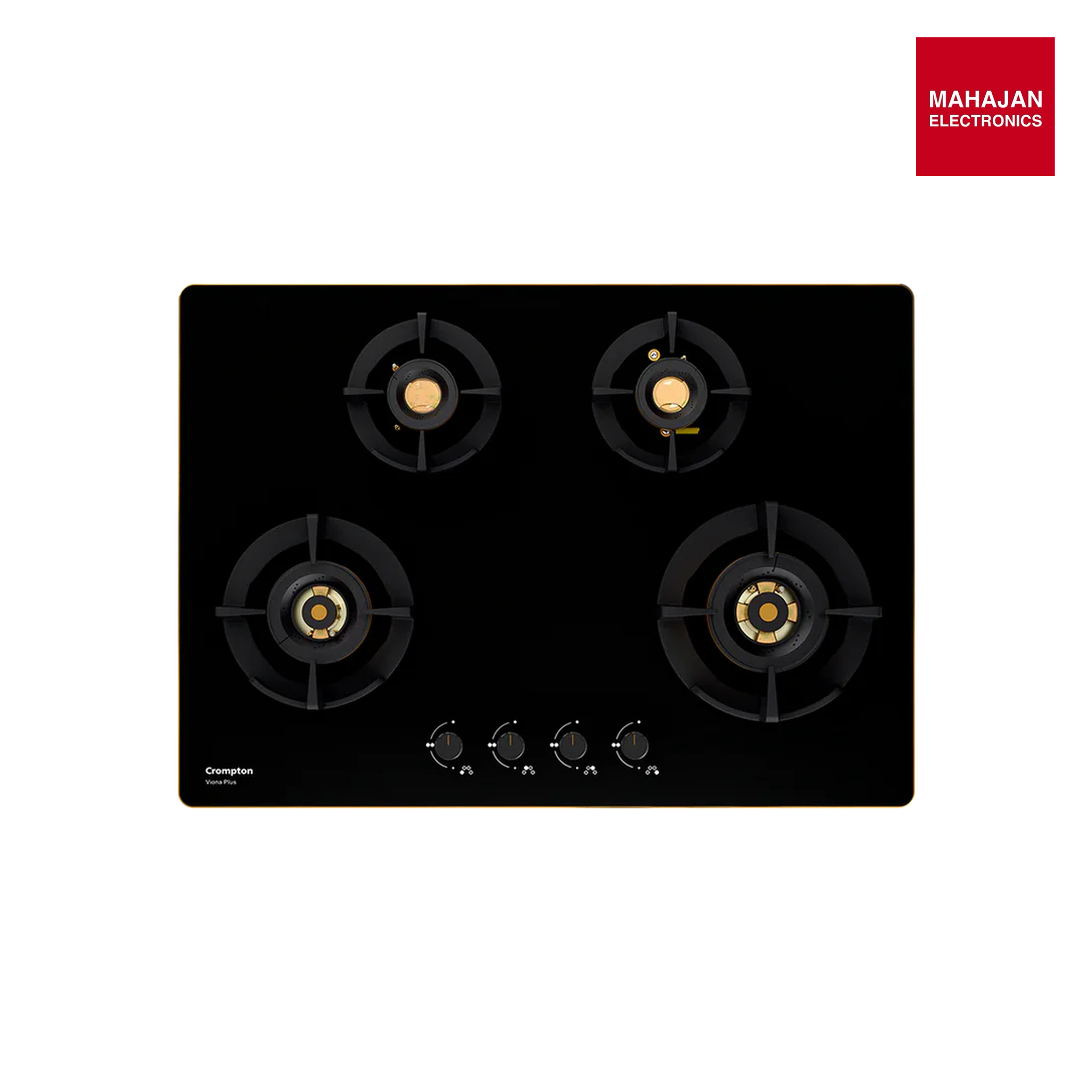 Crompton HOB-VPDC-MBL 82 cm 4 BurnerS Built-in Gas Hob With High Efficiency Brass Burners, Auto-Ignition and 8 MM Toughened Glass Mahajan Electronics Online
