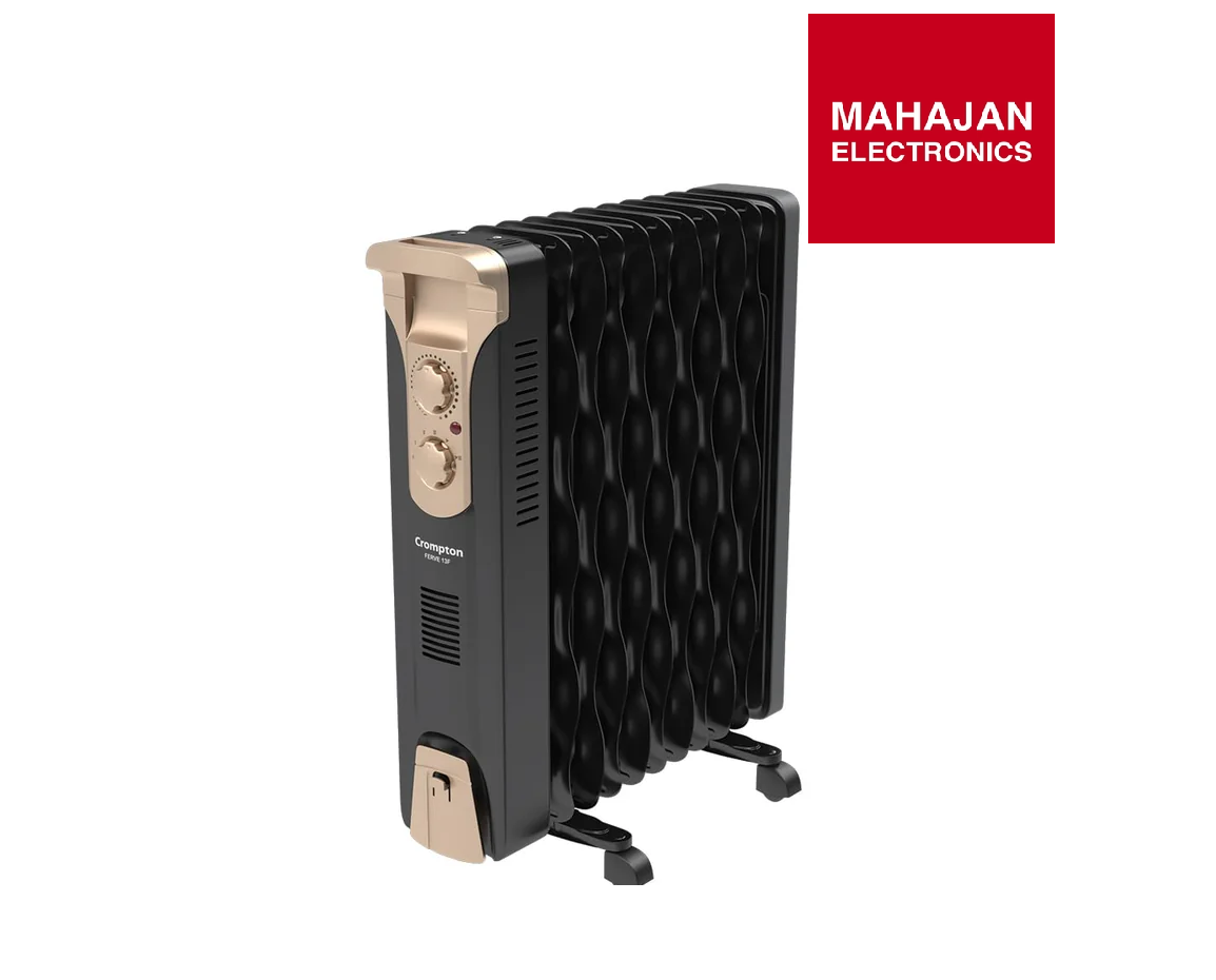 Crompton OFR2900W13F 13 Fin Insta Ferver wave Fin OFR (Oil Filled Radiator)|Room Heater|2900 W|3 Heat Settings & PTC Fan Heater|Comfortable Breathing|360° Heating (Black)|2yrs warranty | Black & Copper Mahajan Electronics Online