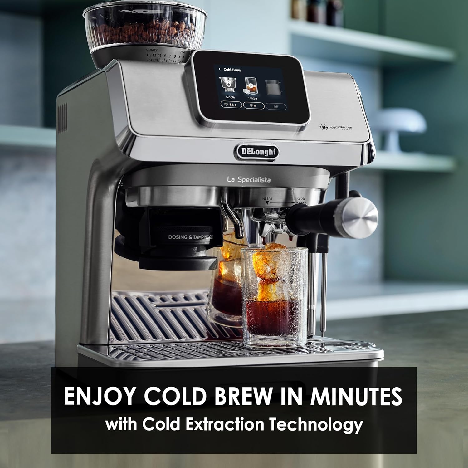 DeLonghi Cold Brew Coffee Machine, La Specialista Touch EC9455.M, Barista Style Espresso Coffee Machine with Built-in Grinder, 9 Recipes, Intuitive Touch Control, Automatic or Manual Milk Frother. Mahajan Electronics Online