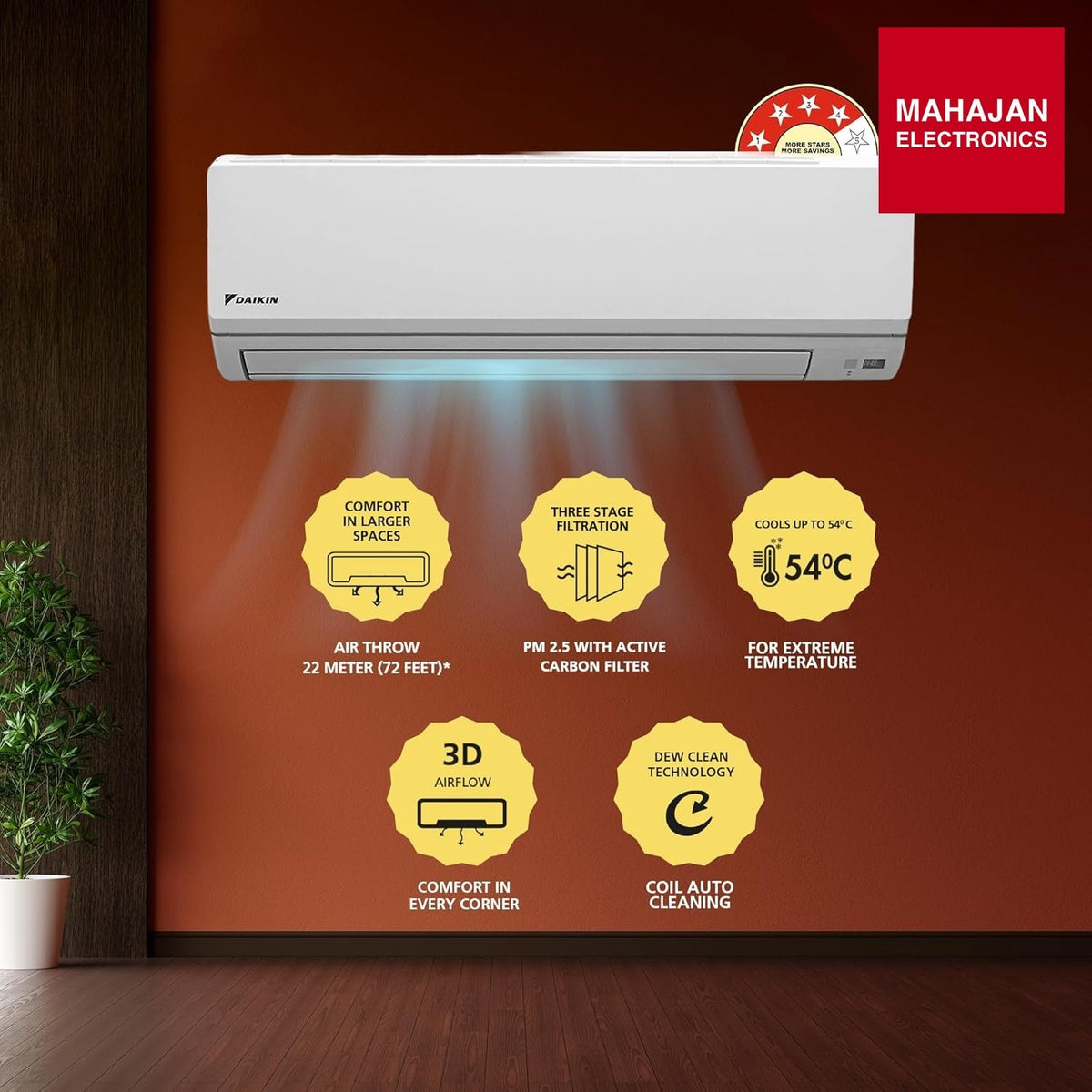 Daikin FTKL71UV16M, 2.2 Ton 4 Star Inverter Split AC (Dew Clean Technology, Triple Display, Dry Mode – Mahajan Electronics Online.