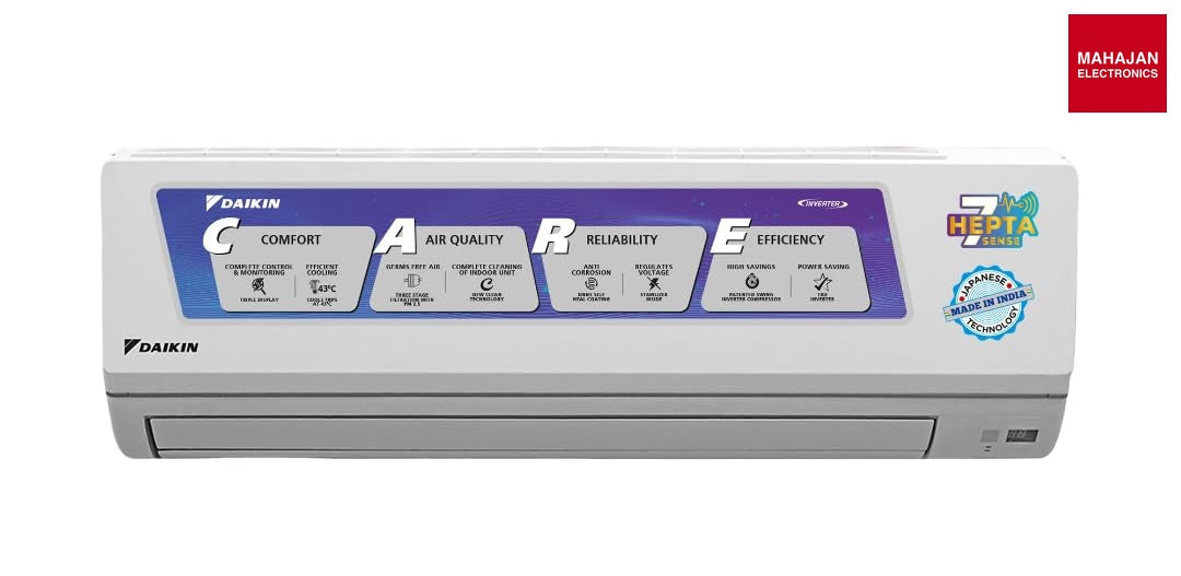 Daikin FTKL71UV16M, 2.2 Ton 4 Star Inverter Split AC (Dew Clean Technology, Triple Display, Dry Mode – Mahajan Electronics Online.