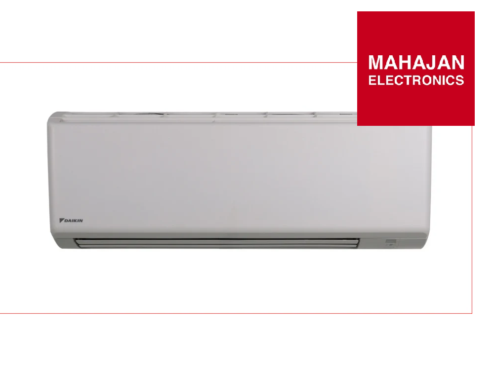 Splitside air conditioner with Mahajan Electronics logo on a white background