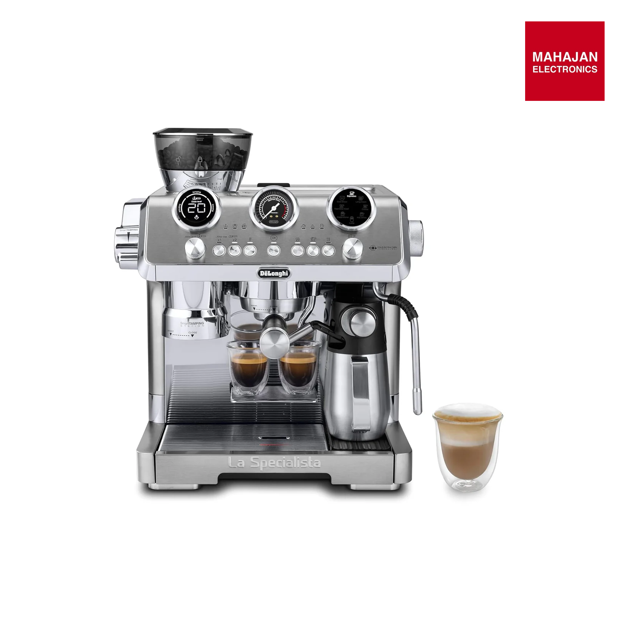De'Longhi EC9885.M La Specialista Maestro Espresso Machine with Grinder, Auto & Manual Milk Frother – Bean-to-Cup Cold Brew Coffee with Cold Extraction Technology, Variable Temp & Tamping Tool mahajan electonics online