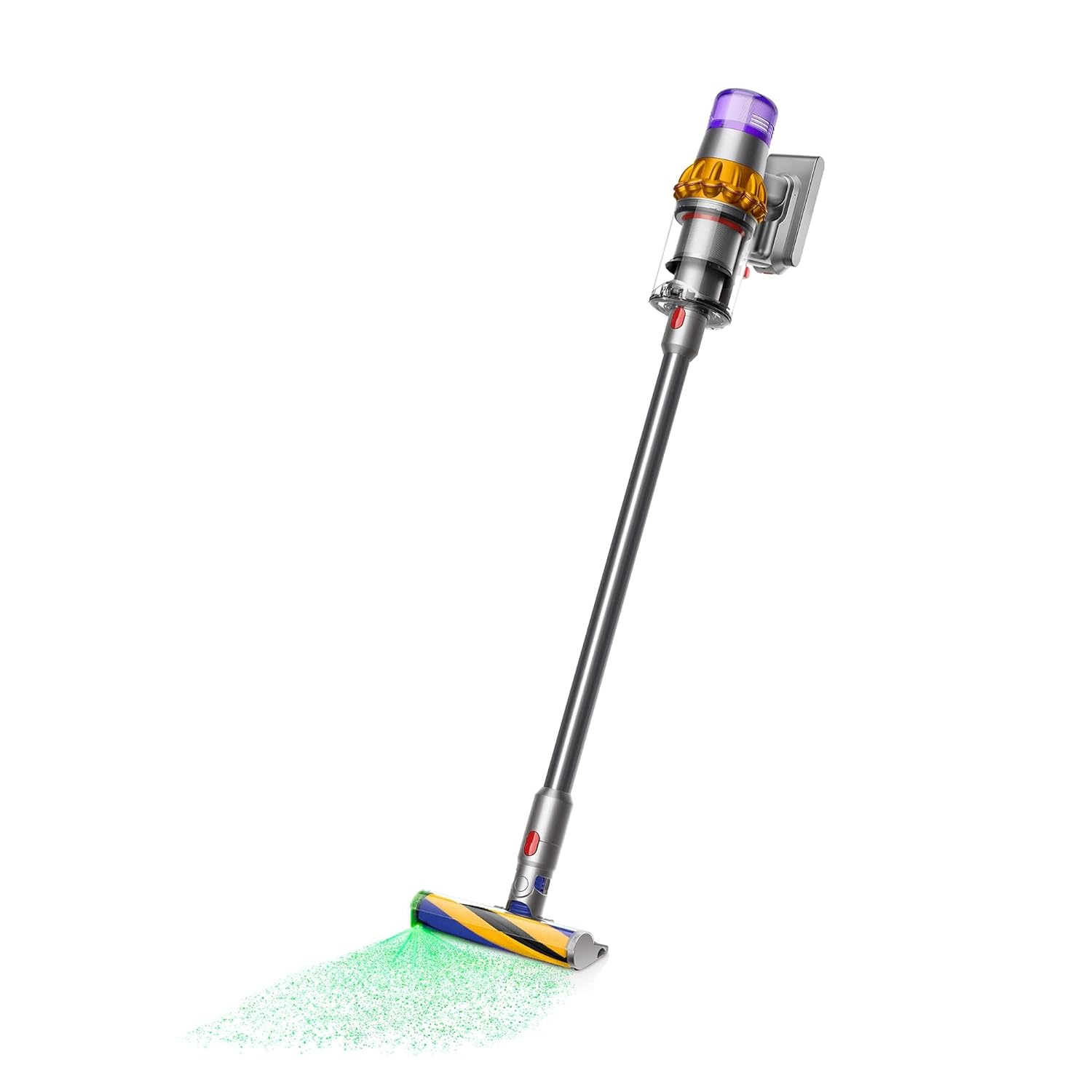 Dyson V15 Detect Cord-Free Intelligent Vacuum Cleaner – LCD Display, Laser Slim Fluffy Head, Motorized Tools, 60 Min Runtime (Yellow/Iron/Nickel)