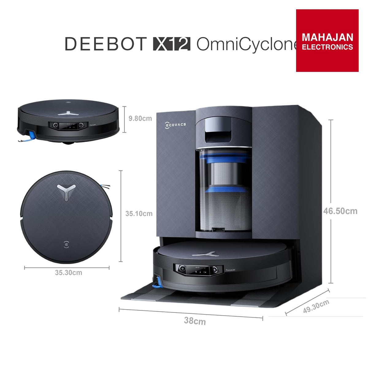 ECOVACS DEEBOT X12 OmniCyclone Robot Vacuum & Mop Black – Mahajan Electronics Online.